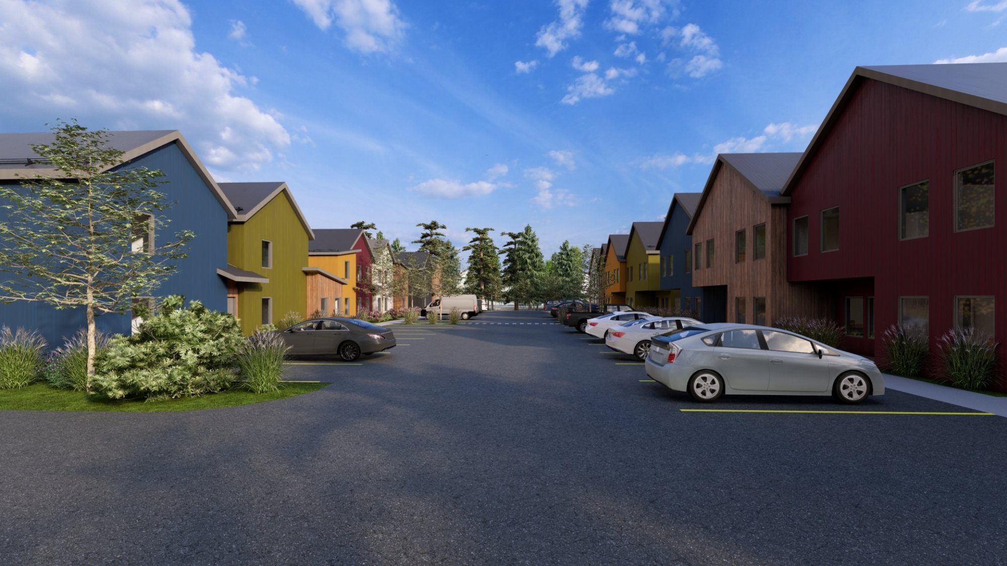 Parking area between residential units